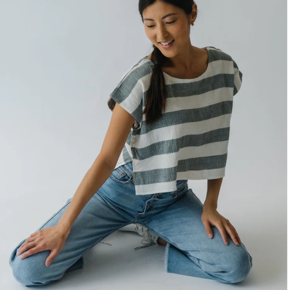 Erma Striped Scoop Neck Blouse